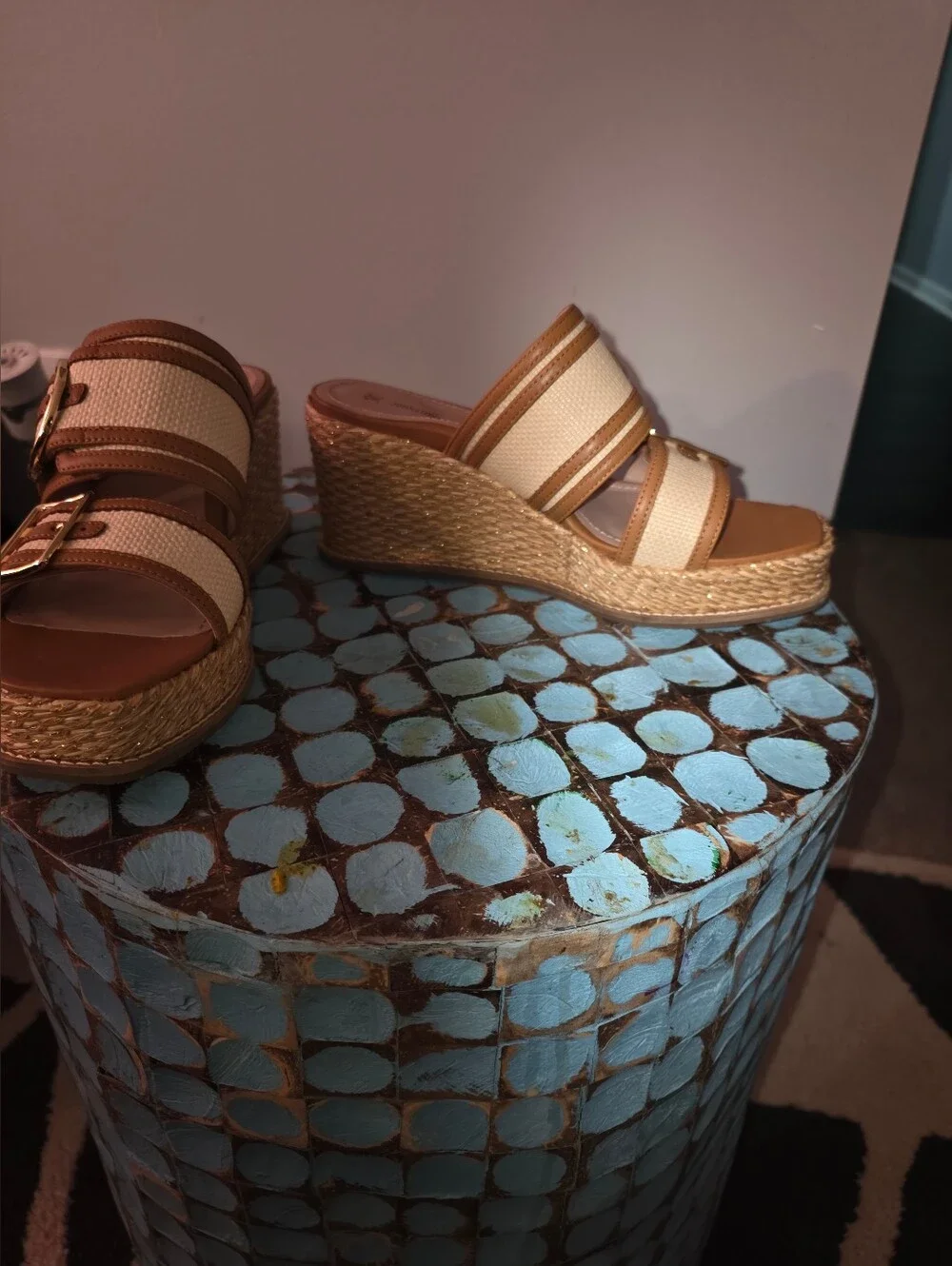 Kork Ease Women’s Raya Tan Espadrille Platform Slide Sandals with Buckle Straps